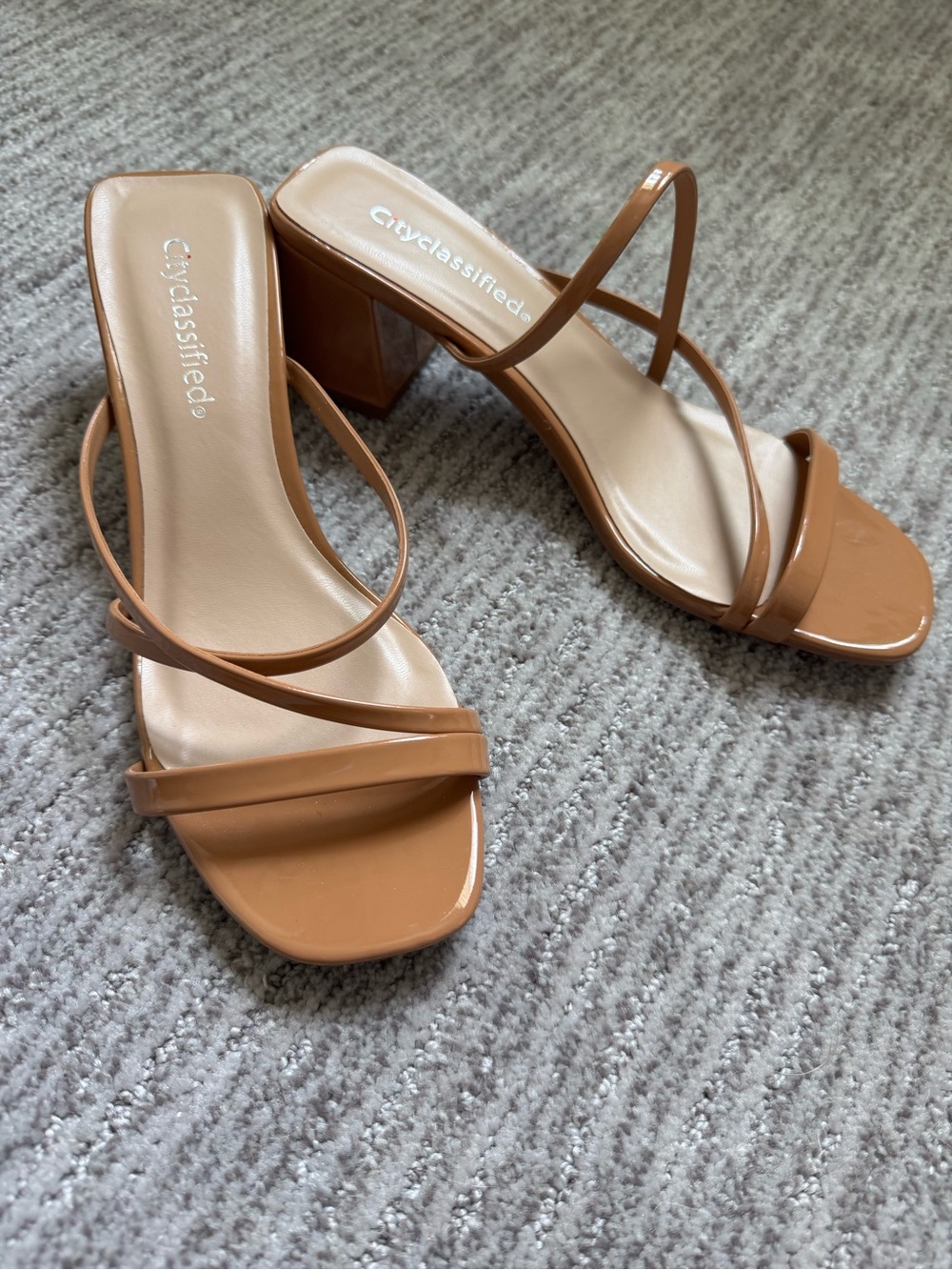 Cityclassified Tan Strappy Block Heel Sandals